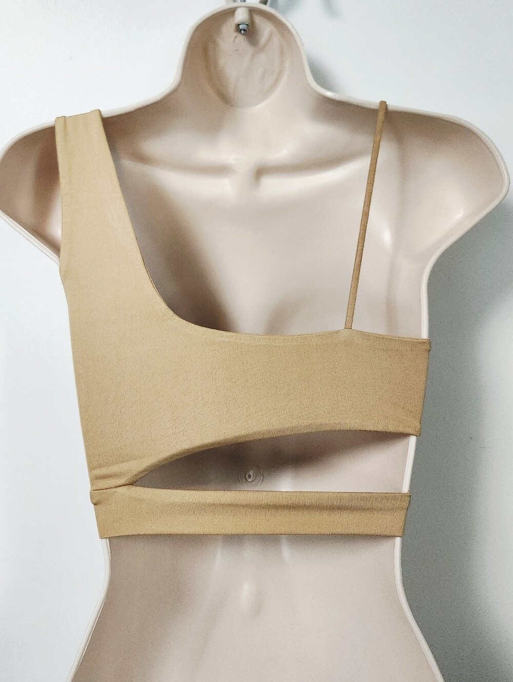 Asymmetrical Beige Crop Bralette Top size S - Picture 5 of 7